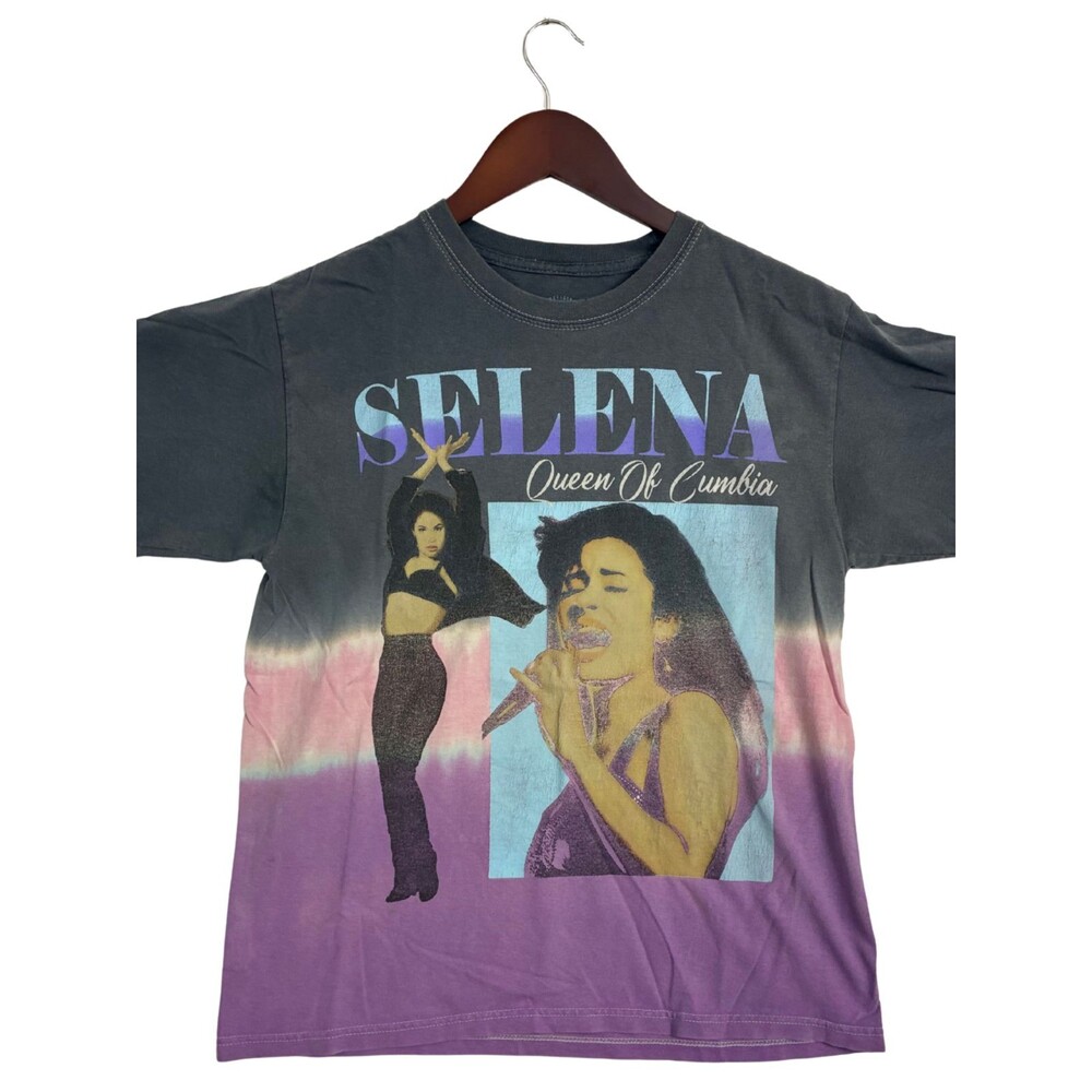 Selena Queen of Cumbia T Shirt Medium Tie Dye Purple Black Graphic Music Tee